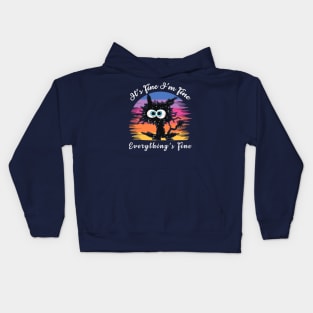 Funny Retro Black Cat It's Fine I'm Fine Everything Is Fine Kids Hoodie